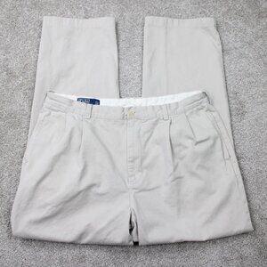 Polo Ralph‎ Lauren Hammond Pants Mens 38x32 Beige Pleated Chino Straight Leg